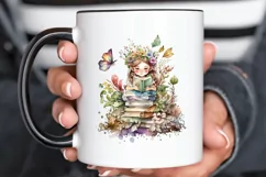 Watercolor Cute Bookworm Fairy PNG Clipart Product Image 3