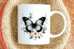 Floral Black Butterfly PNG Clipart Product Image 2