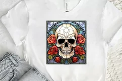 Flower Skull Stained Glass Sublimation PNG Clipart Product Image 2