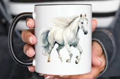Beautiful White Horse Watercolo PNG Clipart Product Image 2