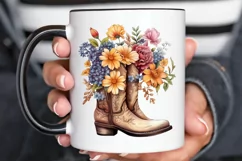 Western Floral Boots Sublimation PNG Clipart Product Image 2