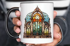 Stained Glass Old Building Sublimation PNG Clipart Product Image 2
