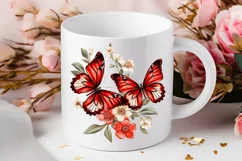 Floral Red Butterfly Couple PNG Clipart Product Image 2