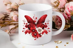 Floral Red Butterfly Couple PNG Clipart Product Image 2