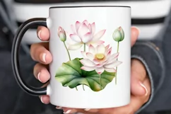 Lotus Flowers Watercolor Sublimation PNG Clipart Product Image 3