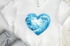 Ocean Heart Watercolor Sublimation PNG Clipart Product Image 2