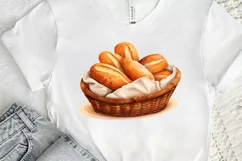 Bread Basket Watercolor Sublimation PNG Clipart Product Image 2