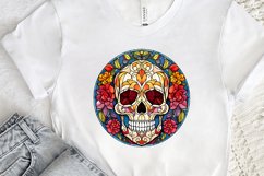 Flower Skull Stained Glass Sublimation PNG Clipart Product Image 2