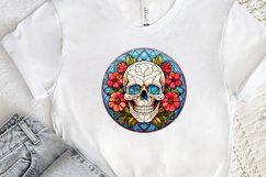 Flower Skull Stained Glass Sublimation PNG Clipart Product Image 2
