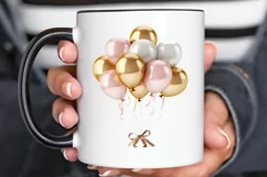 Gold Chrome and Pink Balloons PNG Clipart Product Image 2