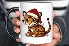 Watercolor Christmas Cute Tiger PNG Clipart Product Image 3