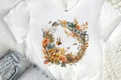 Watercolor Floral Wreath Autumn PNG Clipart Product Image 2