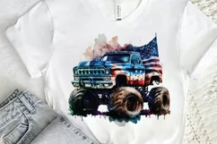 Watercolor American Monster Truck png clipart Product Image 2