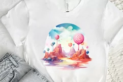 Watercolor Candy Planet Landscape PNG Clipart Product Image 2