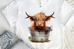 Cute Highland Cow Sublimation PNG Clipart Product Image 2