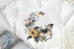 Retro Butterfly Floral clipart png clipart Product Image 2