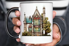 Stained Glass Old Building Sublimation PNG Clipart Product Image 2
