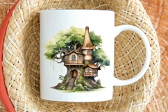 Fairy Tree House Watercolor PNG Clipart Product Image 2