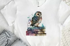 Watercolor Owl On Books PNG Clipart Product Image 2