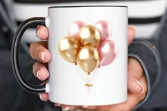 Gold Chrome and Pink Balloons PNG Clipart Product Image 3