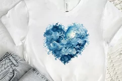 Ocean Heart Watercolor Sublimation PNG Clipart Product Image 2