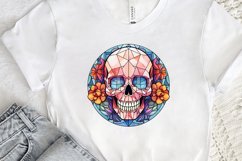 Flower Skull Stained Glass Sublimation PNG Clipart Product Image 2
