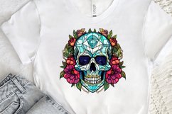 Flower Skull Stained Glass Sublimation PNG Clipart Product Image 2