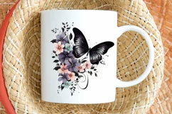 Floral Black Butterfly PNG Clipart Product Image 2