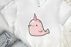 Cute Kawaii Narwhal Sticker PNG Clipart Product Image 2
