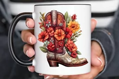 Western Floral Boots Sublimation PNG Clipart Product Image 2