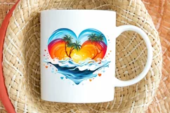 Retro Beach Heart Watercolor PNG Clipart Product Image 2