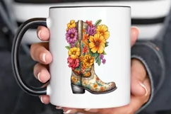Western Floral Boots Sublimation PNG Clipart Product Image 2