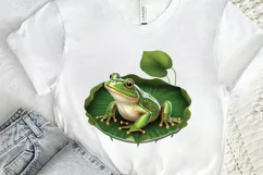 Watercolor Cute Frog on a Lilly pad PNG Clipart Product Image 2