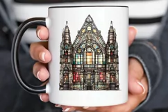 Stained Glass Old Building Sublimation PNG Clipart Product Image 2