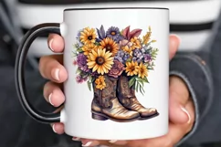 Western Floral Boots Sublimation PNG Clipart Product Image 2