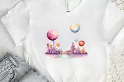 Watercolor Candy Planet Landscape PNG Clipart Product Image 2