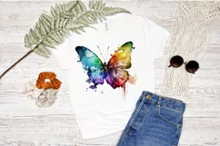 Watercolor Rainbow Butterflie PNG Clipa Product Image 2
