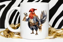 Rooster Pirate Watercolor Sublimation PNG Clipart Product Image 2