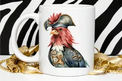 Rooster Pirate Watercolor Sublimation PNG Clipart Product Image 2