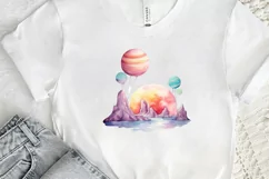 Watercolor Candy Planet Landscape PNG Clipart Product Image 2