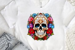 Flower Skull Stained Glass Sublimation PNG Clipart Product Image 2