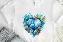 Ocean Heart Watercolor Sublimation PNG Clipart Product Image 2