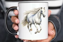Beautiful White Horse Watercolo PNG Clipart Product Image 2