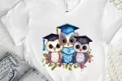 Graduation Owl Friends Sublimation PNG Clipart Product Image 2