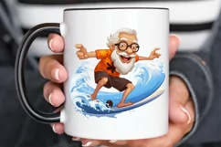 Funny Grandpa Surfing PNG Clipart Product Image 2