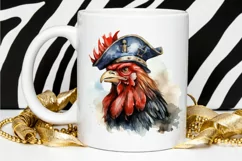 Rooster Pirate Watercolor Sublimation PNG Clipart Product Image 2