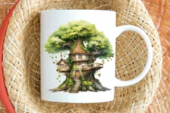 Fairy Tree House Watercolor PNG Clipart Product Image 2