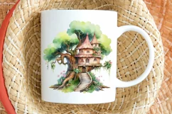 Fairy Tree House Watercolor PNG Clipart Product Image 2