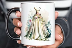 Watercolor Wedding Dress PNG Clipart Product Image 3