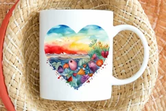 Retro Beach Heart Watercolor PNG Clipart Product Image 2